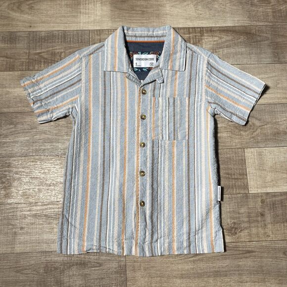 Sovereign Code Little Boys Size 5 Short Sleeve Striped Button Up Shirt - Picture 1 of 9